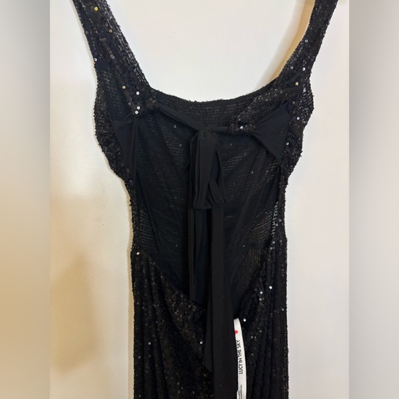 NWOT Lucy in the Sky Sequin Tie Back Black Stretch Pantsuit - Picture 6 of 8